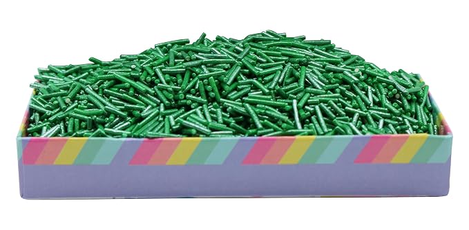 Naturejam Dark Green Sprinkles BULK Jimmies - Edible Cake Cupcakes Dessert & Ice Cream Topping-1 Pound