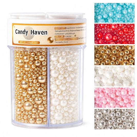 Sprinkles for Baking Edible Sugar Confetti 10.8oz, Nonpareils & Sugar Pearls - Six Pearl Sprinkles Mix Cake Decorations, Cookies, Cupcakes, Dessert Toppings (Spring Pastel Colors)