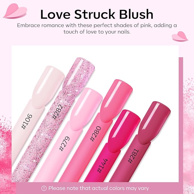 Modelones Pink Acrylic Powder 6 Colors Acrylic Nail Powder Kit Neon Glitter Summer Acrylic Nail Powder Valentines Day Gifts Acrylic Cover Powder for Nail Art Extension No Nail Lamp Needed