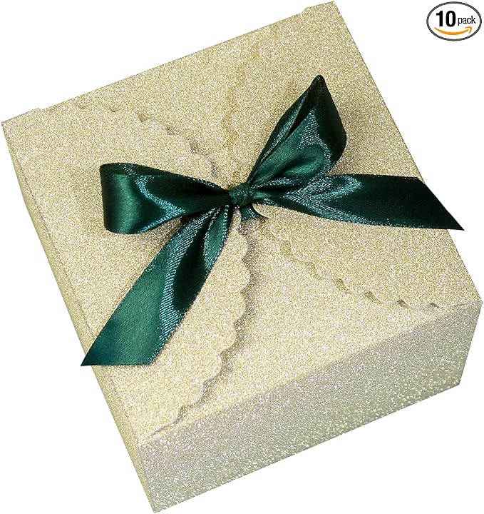 WEWILUCK Small Gift Boxes for Presents, Gold Glitter Christmas Gift Boxes Bulk for Women, Man, Empty Square Gift Box for Gifts Widely Used in Various Occasions(4.75” x 4.75” x 3.53”)