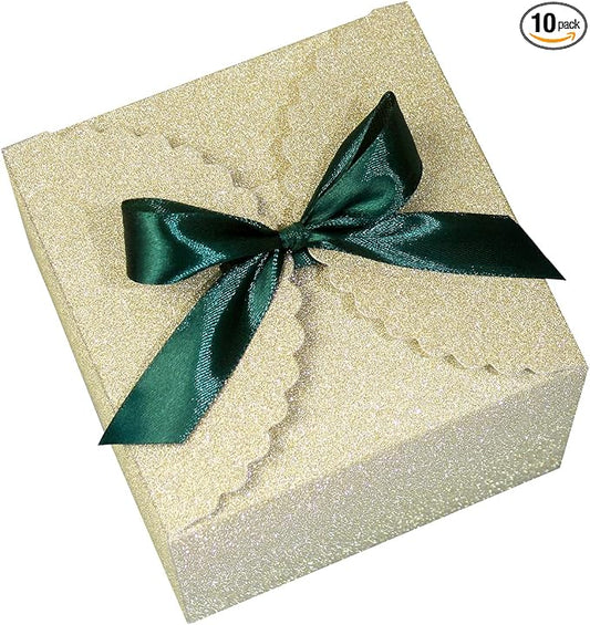 WEWILUCK Small Gift Boxes for Presents, Gold Glitter Christmas Gift Boxes Bulk for Women, Man, Empty Square Gift Box for Gifts Widely Used in Various Occasions(4.75” x 4.75” x 3.53”)