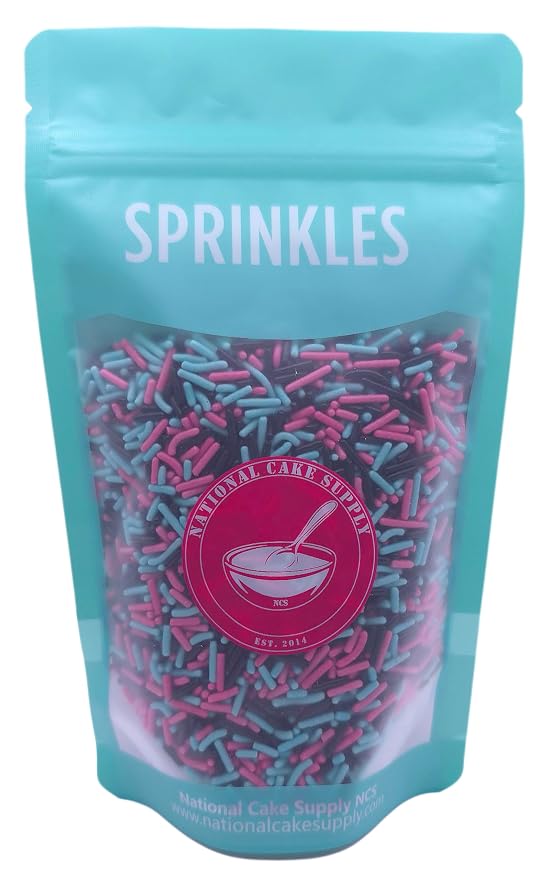 NCS Pink, Black & Light Teal Jimmies Edible Sprinkles – Cupcake, Cake & Cookie Decorations, 7 oz