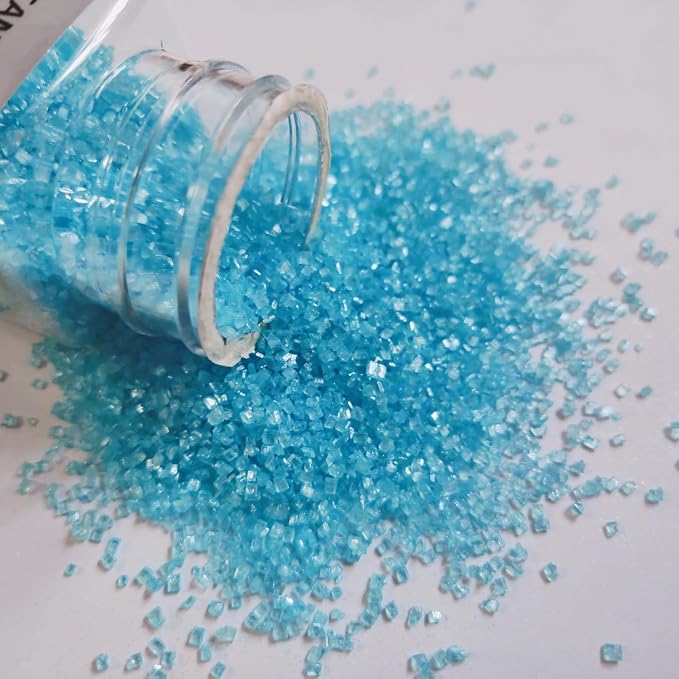 HeDeon&Rles Edible SkyBlue Sanding Sugar Crystals for Baking 120g/4.23oz Sparkling Sugar Crystals Cake Cupcake Pancake Ice Cream Top Birthday Wedding Easter Halloween ChristmasCake Decoration