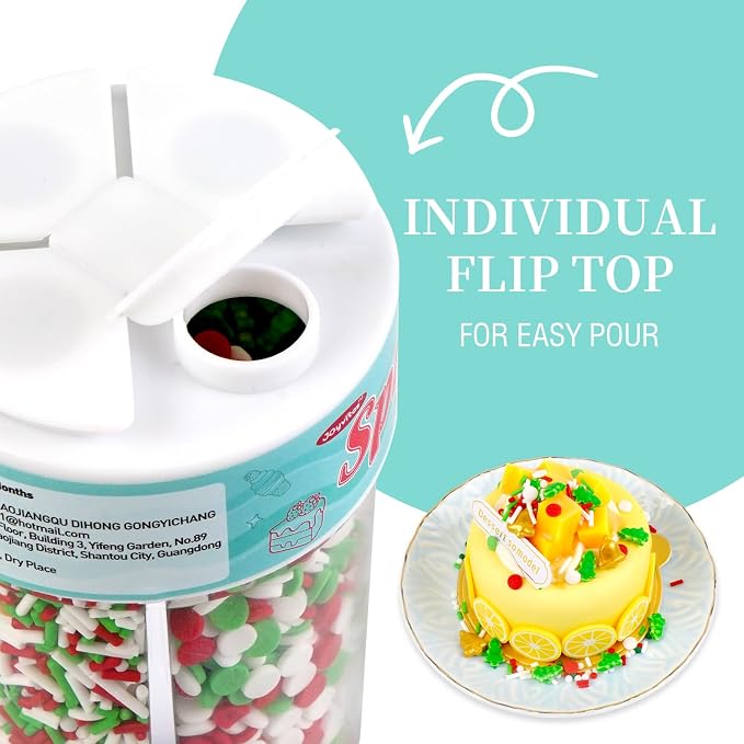 Christmas Sprinkles for Cake Decorating, 160g/5.64oz, Red & White & Green Sprinkles Mix, Christmas Tree Bells, Cake Decorations, Baking, Cupcake, Cookies Topper, Foodgrade