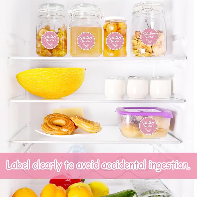 Louise Maelys 500 PCS 1.5 inch Gluten Free Stickers for Food Safety Gluten Free Labels for Retail Package Containers Jars Glass Bottle Envelopes Bread Bags Kitchen, Meal Prep, Allergy Awareness