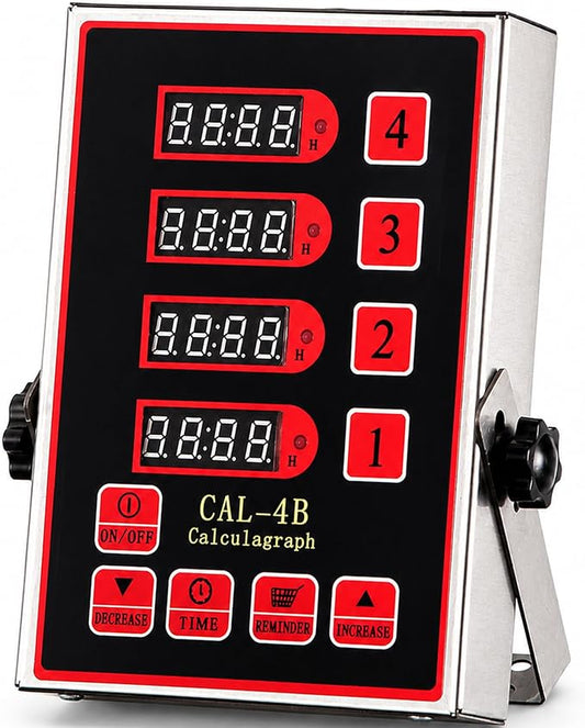 Commercial 4 Channels Digital Kitchen Timer, Stainless Steel Calculagraph Timer with Loud Alarm for Restaurant, Clock Reminder on Multiple Events