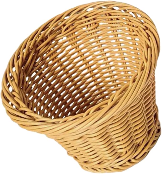 Handwoven Rattan Bread Serving Basket and Fruit Storage Basket Medium Size for Tabletop Snacks and Vegetable Display Natural Fiber Holder for Home Dining and Entertaining
