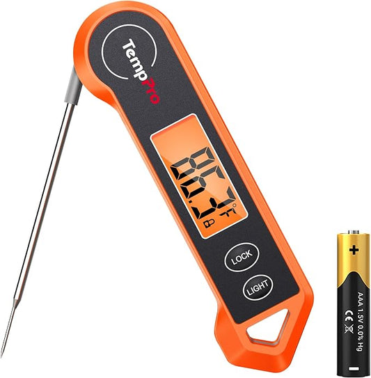 TempPro TP19H Digital Meat Thermometer for Cooking, 1 Sec Instant Read Food Thermometer with Motion-Sensing Wake for BBQ Grill Oil Fry Candy for Fathers Day Gift for Dad Men (Previously ThermoPro)