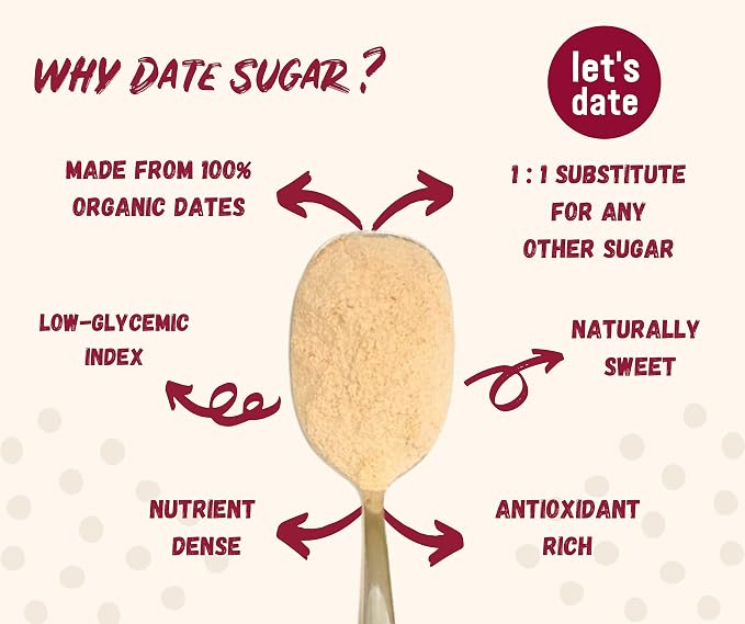 Let’s Date | Organic Date Sugar | Excellent Sugar Substitute | Baking Sugar Alternative | Good Source of Fiber | Vegan | Paleo | Gluten Free | Kosher | Non- GMO | Natural Sweetener (12oz (Pack of 1)