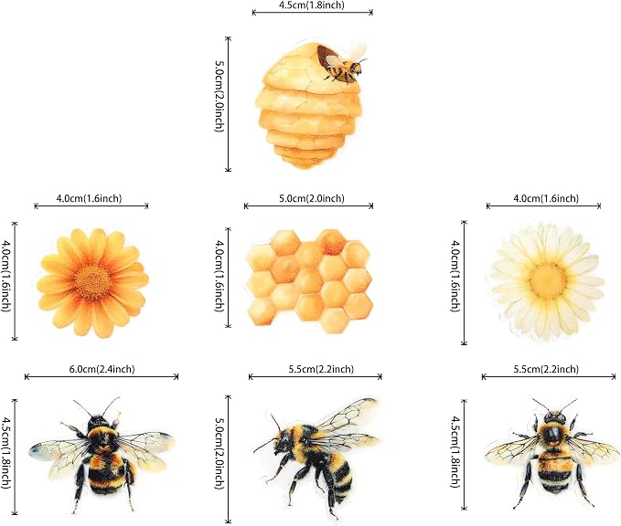 63 PCS Edible Bumble Bee Cupcake Toppers Honey Bee Daisy Cupcake Picks Edible Sunflower Oh Babee Cupcake Decorations for Bee Theme Baby Shower Kids Birthday Party Cake Food Decorations Supplies