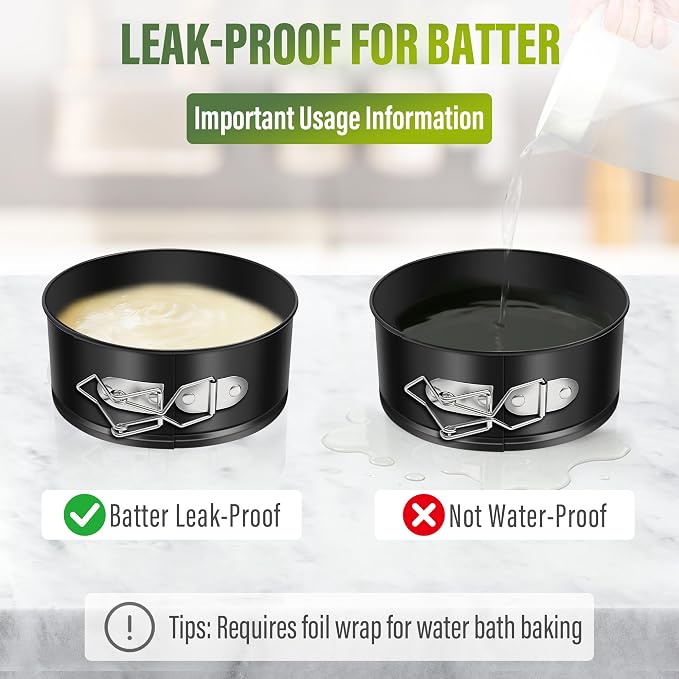 Vakoo 4 Inch Springform Pan - Nonstick, Leakproof Mini Cheesecake Pan for Baking, Easy Release, No Parchment Paper Needed, Set of 4