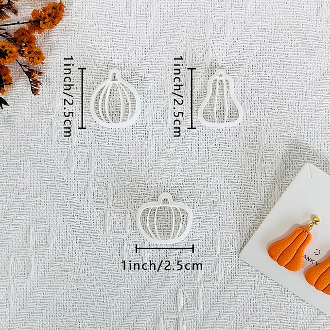 Xaekicr 3Pcs Halloween Pumpkin Polymer Clay Cutters Set – Fall Theme Clay Cutters for Earrings Making – Pumpkin Clay Tools for Polymer Clay Molds
