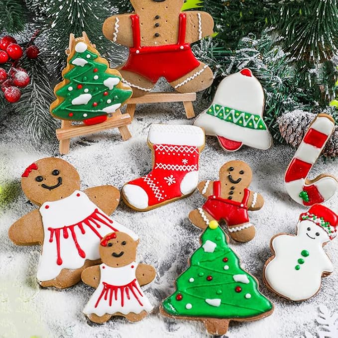 4Pcs Gingerbread Man Cookie Cutters, Size 4.5" 3.1" Ginger Boy and Girl Shaped Holiday Cookie Cutter Set, Stainless Steel Christmas Molds