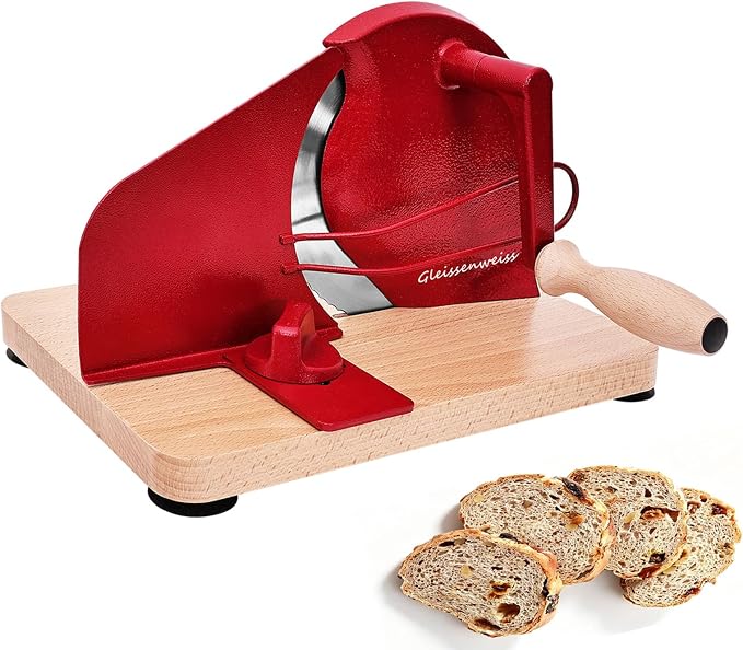 Stainless Steel Bread Slicer, Manual Sourdough Bread Cutter with Hand Crank and Adjustable Thickness, Bread Slicing Tool for Homemade Loaves, Toast, Bagels and Bakery Use