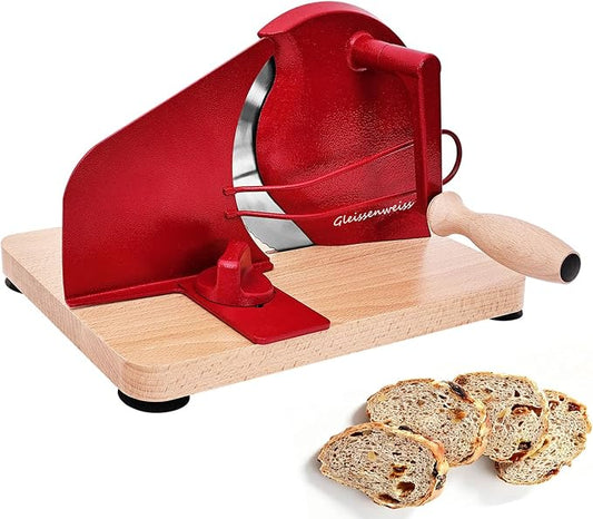 Stainless Steel Bread Slicer, Manual Sourdough Bread Cutter with Hand Crank and Adjustable Thickness, Bread Slicing Tool for Homemade Loaves, Toast, Bagels and Bakery Use