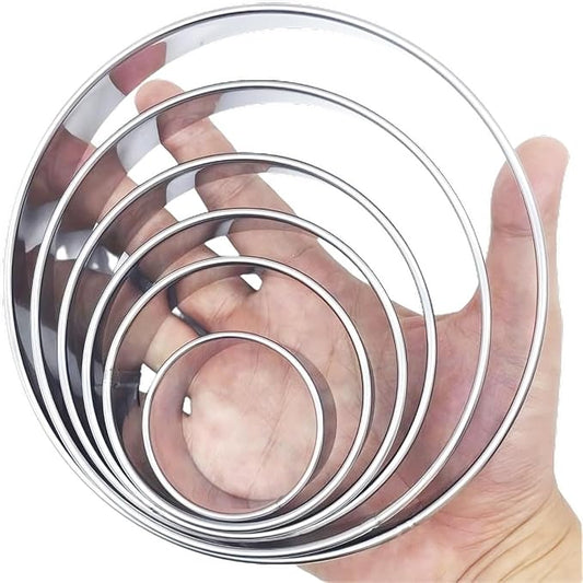 Doczen Large Cookie Cutter Set, 6-Piece Stainless Steel Biscuit Cutters, Heavy Duty Metal Ring for Burger Press & Meat Shaping, Tortilla Crust & Clay Pottery Cutting Tool
