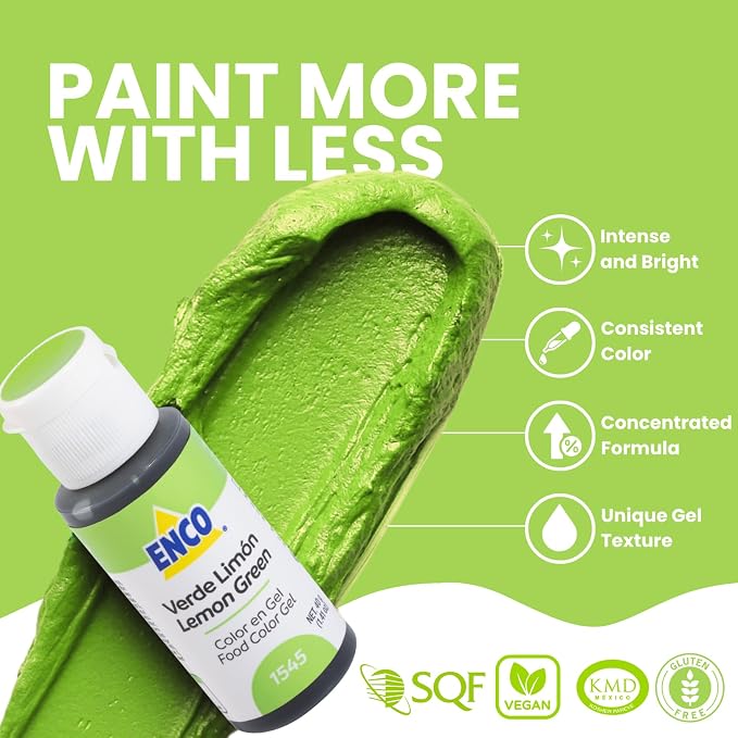 ENCO Food Coloring Gel Lemon Green 1.41 oz (40g) Concentrated, Vegan