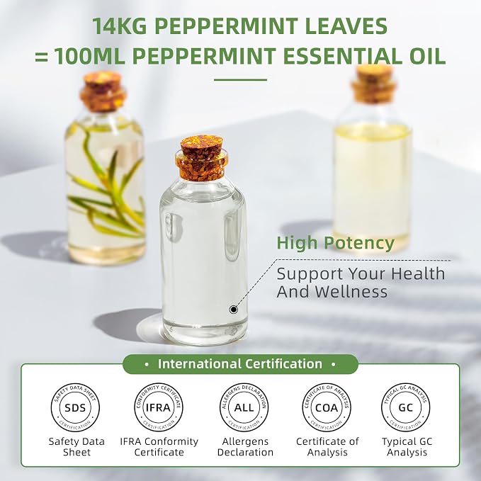 HIQILI Peppermint Essential Oil 32oz Aromatic Oil for Freshening Air, Hair Care, DIY Soap, SPA & Home Use