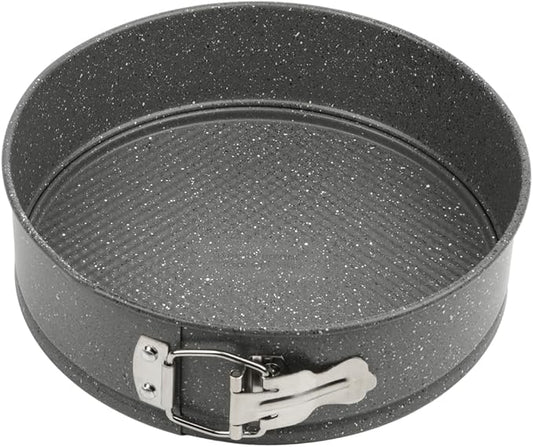 David Burke 9" Springform Pan – Carbon Steel Cheesecake Mold with Removable Bottom, Oven Safe, PFTE & PFOA Free – Gray Speckle