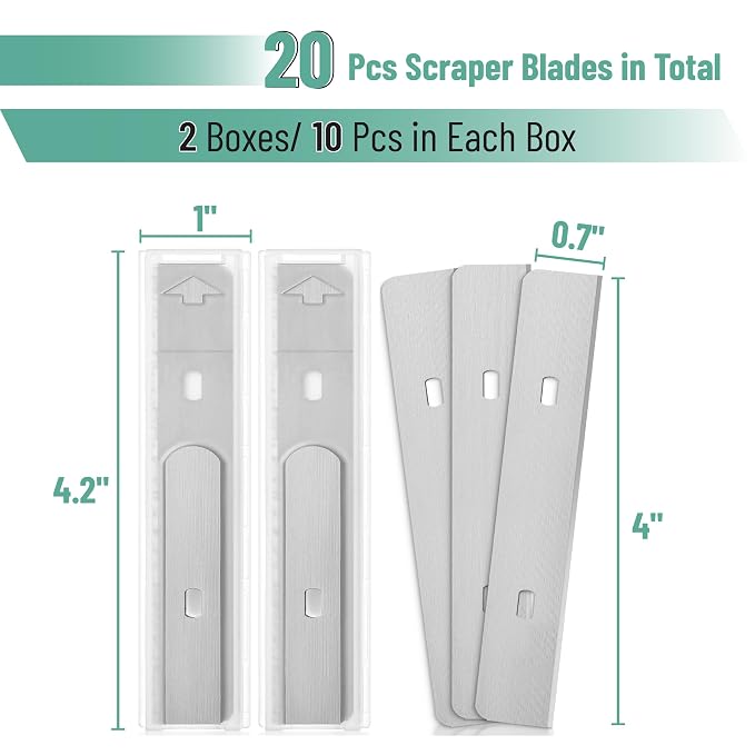 Bates- Replacement Scraper Blades with Dispenser, 4 Inch, 2 Pack, 10 pcs/pack, Carbon Steel Razor Blades, Floor Scrapper Blade, Replacement Razor Blades, Paint Scraper Blades, 4 Inch Scraper Blades