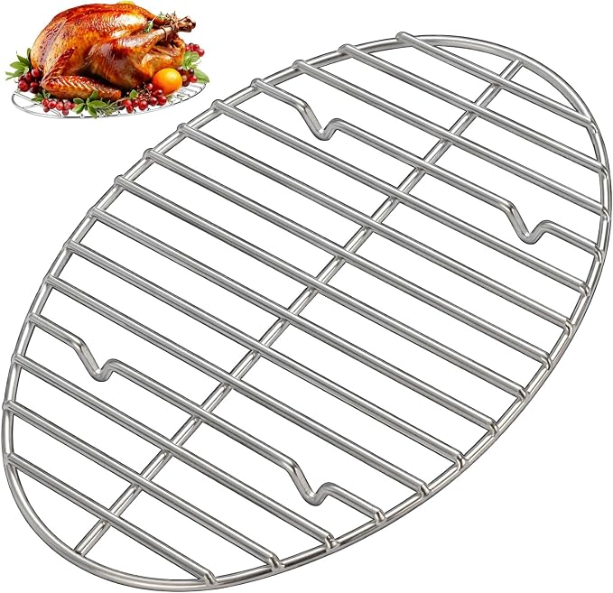 12.4" Roasting Rack,Stainless Steel Cooling Rack, Oven & Dishwasher Safe Baking Rack for Turkey Chicken Roasting, Perfect for Thanksgiving Christmas Gift for Dad Mom Wife
