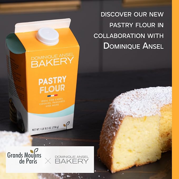 Fine French Pastry Flour, by Dominique Ansel & Grands Moulins De Paris,T55 Soft White Wheat Flour From France, Ideal for Baking Pancakes, Sponge Cakes and Light and Airy Pastries, 1.65lb Carton