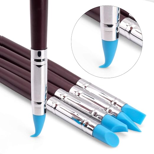 10pcs Blue Dental Resin Brush Pens, Silicone Clay Sculpting Tool Modeling Dotting Tool