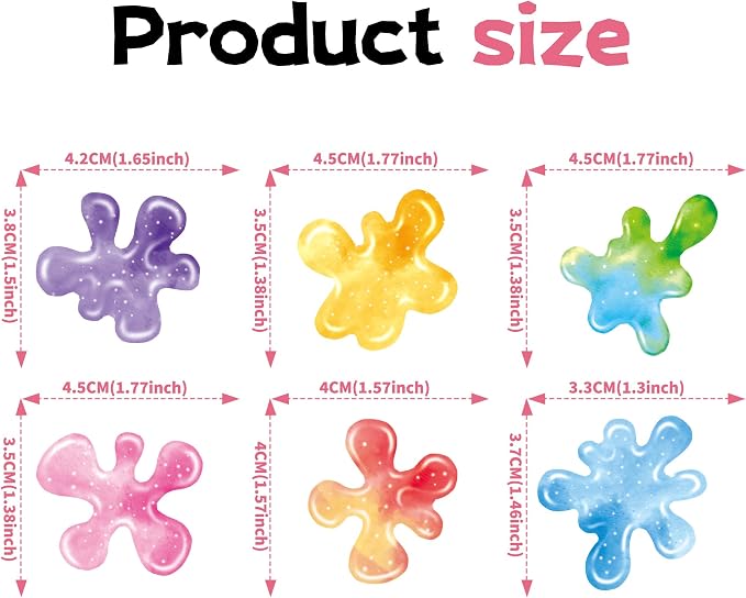 60 Pieces Edible Slime Cupcake Toppers for Colorful Painted Slime Cupcake Decorations for Slime Themed Birthday Party Art Themed Party Supplies