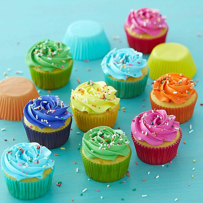 Gifbera Bright Rainbow Standard Cupcake Liners Solid Colorful Paper Baking Cups 400-Count