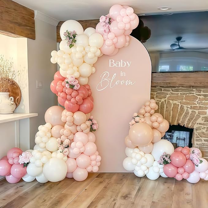 Dusty Pink Balloon Arch Kit 115Pcs Retro Blush Pink Sand White Balloons Garland Kit Neutral Boho Peach Nude Beige Cream Birthday Party Balloons for Girls Women Baby Shower Bridal Wedding Decorations