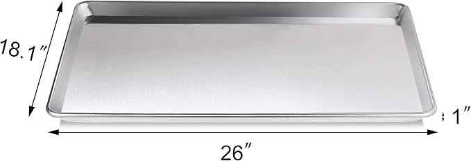 New Star Foodservice Heavy Duty Full Size Aluminum Sheet Pan, 16-Gauge Commercial Grade Aluminum Baking Pan, 18 x 26 x 1 Inch, Pack of 1