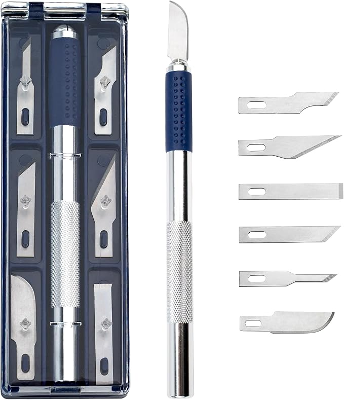 WA Portman Hobby Knife Set, Craft Knife Set with 6 Blades Polymer Clay Tool | Exacto Knife with 6 Carbon Steel Blades,Perfect Precision Knife Set for Modeling, Fondant, Sticker Cutting, Polymer Clay Tool