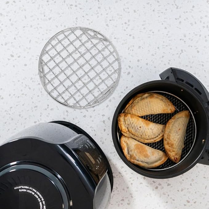 ULTECHNOVO 5.11" Small Round Cooling Rack, Food-Grade Stainless Steel Air Fryer Rack with 0.9" Legs for Baking & Grilling, Mini Wire for Toaster Oven & Ceramic Stove, Dishwasher Safe