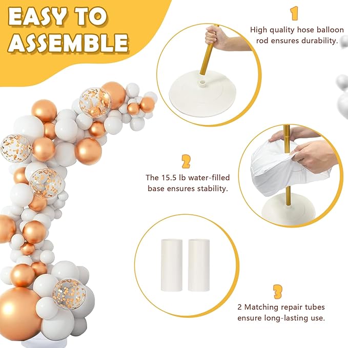 AerWo Balloon Arch Kit 9.35FT & 6FT, Free Bending Half Balloon Arch Stand with Base, Floor Gold Balloon Arch Frame Backdrop for Wedding Birthday Party Baby Shower Yard Lawn Home Christmas Decorations