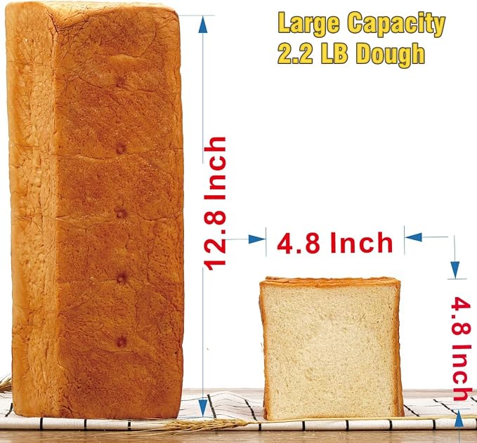 Pullman Loaf Pan with Lid Non-Stick Toast Mold Rectangle Corrugated Bread Cake Oblong Mould with Cover for Oven Baking (2.2Lb Dough Capacity)