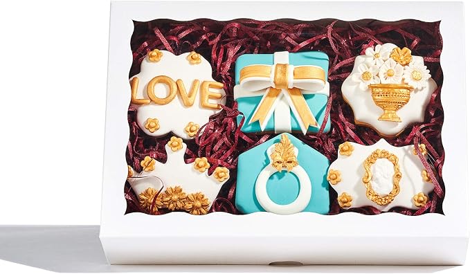 24PCS 10 x 7 x 2.5 inches Elegant White Cookie Boxes, Strawberry Boxes with Clear Window,Paper Gift Box