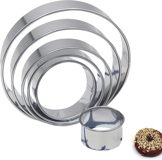 6 PCS Round Cookie Cutter Set, Stainless Steel Circle Biscuit Cutters for Baking (2/3/3.5/4/5/6 In)