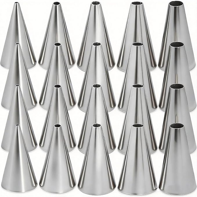 20 PCS Round Piping Tip Stainless Steel Cream Cupcake Nozzles Frosting Macaron Cake Decorating Tools Multipurpose Pastry Piping for Small Pastries Puffs Cupcakes Filling Donuts Other Pastries（5 Sizes）