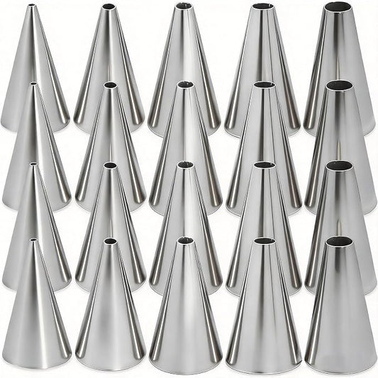 20 PCS Round Piping Tip Stainless Steel Cream Cupcake Nozzles Frosting Macaron Cake Decorating Tools Multipurpose Pastry Piping for Small Pastries Puffs Cupcakes Filling Donuts Other Pastries（5 Sizes）