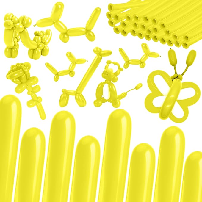 ZNHIS 260 Balloons, 100pcs Long Balloons, Yellow 260 Balloons, Long Balloons for Balloon Arch, Balloon Animals Kit, Balloons for Balloon Animals, Long Balloons Twisting Balloons