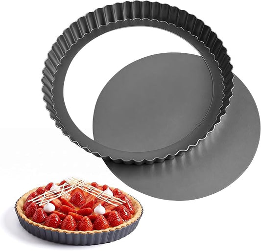 8 Inch Removable Bottom Tart Pan,Top 8.7inches,Nonstick Removable Loose Bottom Carbon Steel Tart Pan for Mousse Cakes, Pies,Desserts and Baking Tarts