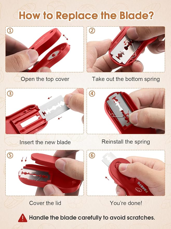 Bread Lame Dough Scoring Tool, Extractable & Magnetic Sourdough Scoring Tool for Sourdough Bread Baking, Bread Making, Bread Scoring Tool with 5 Razor Blades, Scoring Patterns booklet
