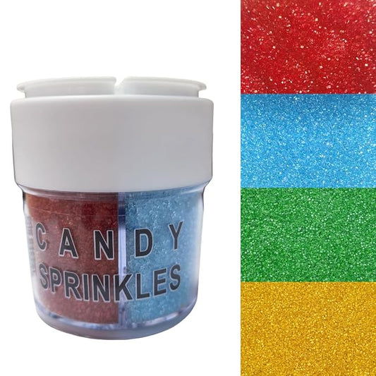 Senchanting Red Blue Green Gold Sanding Sugar Sprinkles, Edible Crystal Sanding Candy Sugar for Cake Decorating Wedding Party Baking Cupcake Cookie Ice Cream Decoration Supplies 168g/5.93oz