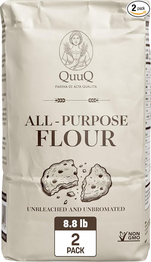 QuuQ All Purpose Flour 2 Pack 8.8 lb (4 kg) – Unbleached Unbromated Enriched Wheat Flour, Non-GMO Baking Flour for Bread, Cookies, Cakes, Pizza & Baking