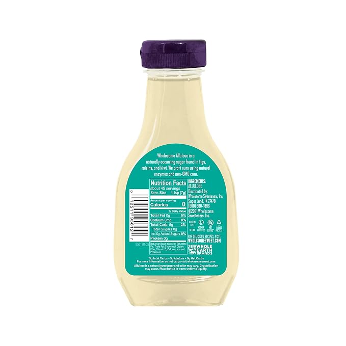 Wholesome Sweeteners 11.5-Ounce Allulose, Zero Calorie Sweetener, Keto Friendly, Non GMO, Non-Erythritol, Gluten Free & Vegan Liquid Sweetener, 1 Pack
