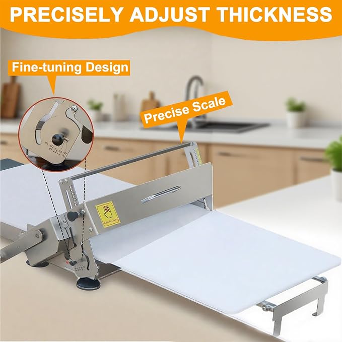 Folding Dough Sheeter, Compact Dough Sheeter, Manual Dough Roller Machine,Sheeter Thickness Adjustable 0.2-25mm,Stainless Steel Dough Machine, for Bread Marzipan and Puff Pastry B400