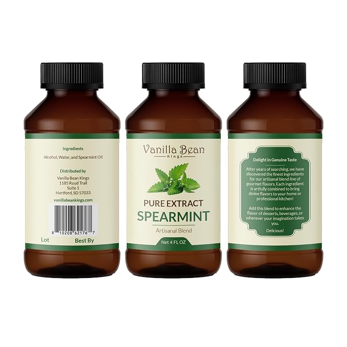 Pure Peppermint Extract for Baking and Flavoring - 4 OZ - Premium Quality Natural Flavors for Baked Goods, Desserts, & Cooking