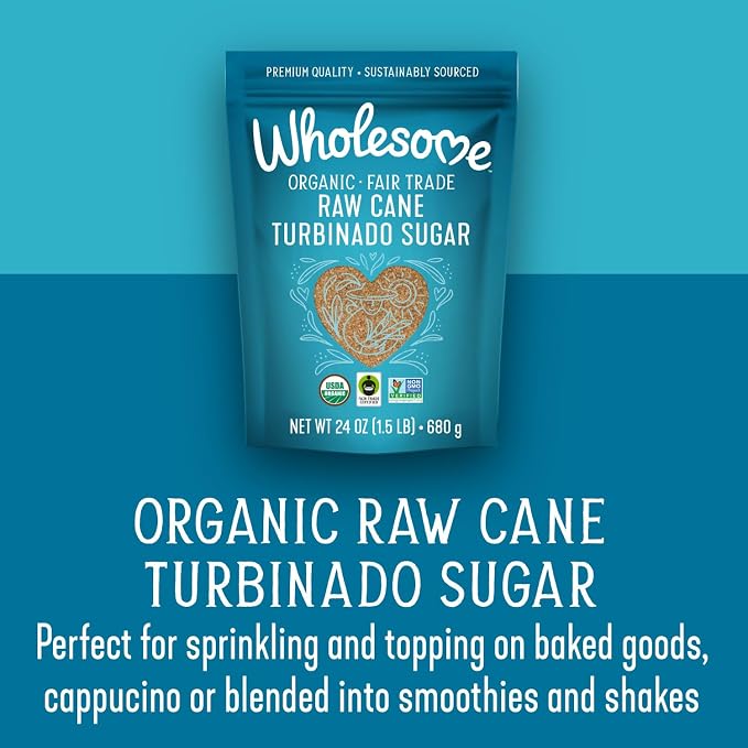 Wholesome Organic Raw Cane Turbinado 24oz, 12-Pack