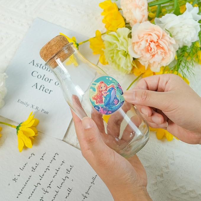 50 pcs Watercolor Cute Mermaid Clear PET Stickers, Fantasy Ocean Princess Transparent Die-Cut Decals, Waterproof Aesthetic Stickers for Girls Journal Scrapbook Planner DIY Party Craft Decor