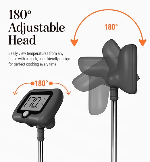 Digital Candy Thermometer with Pot Clip, 10" Long Stainless Steel Probe, Instant Read Kitchen Thermometer for Cooking, Baking, and Candy Making (Dark Gray)